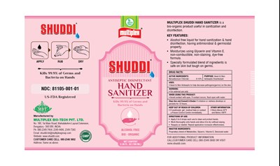Shuddi-100 mL (Hand Sanitizer Label For Us (fda) Shuddi   100ml)